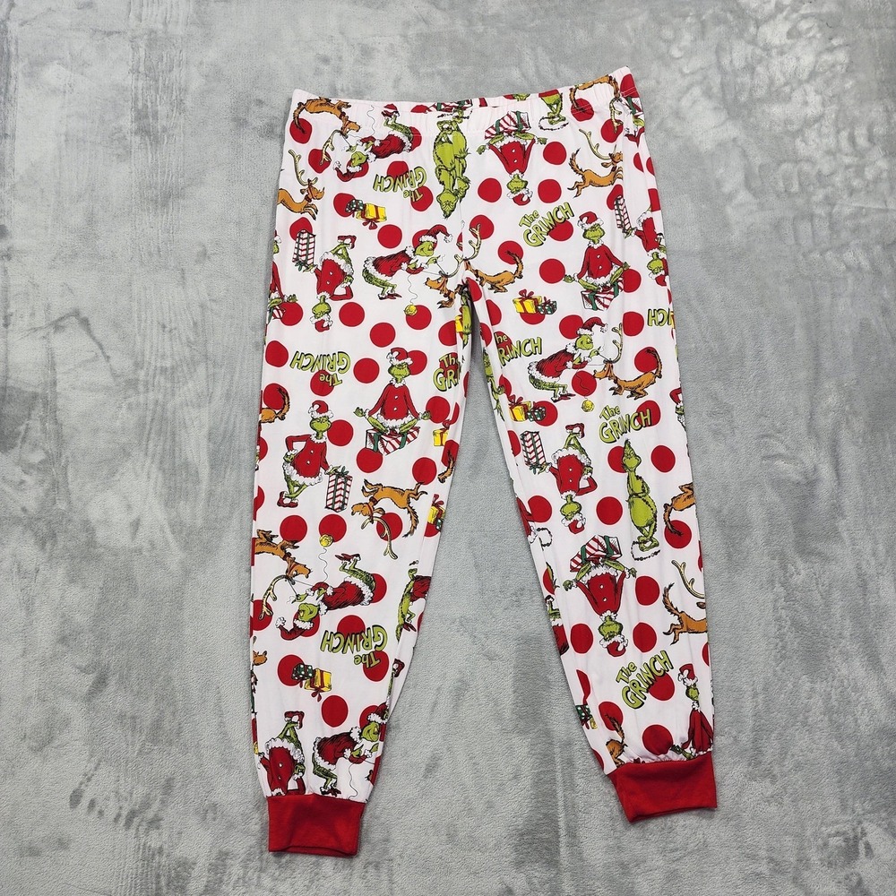 Dr Suess Pajama Pants Womens XL The Grinch Christmas Jogger Lounge Sleepwear